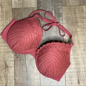 38 DD bikini top with underwire- coral, knit